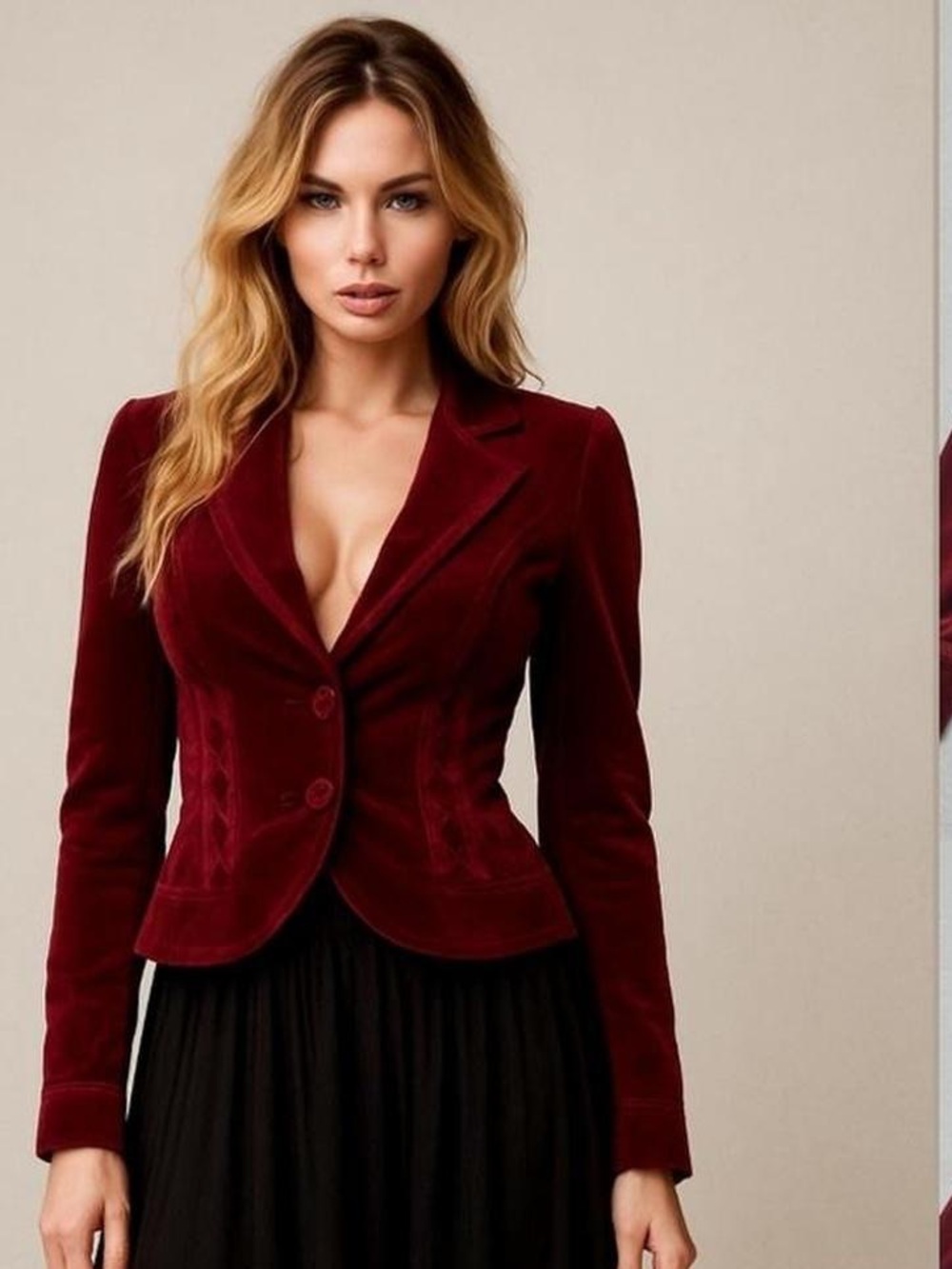 White House Black Market Burgundy Velvet Jacket - Picture 9 of 9